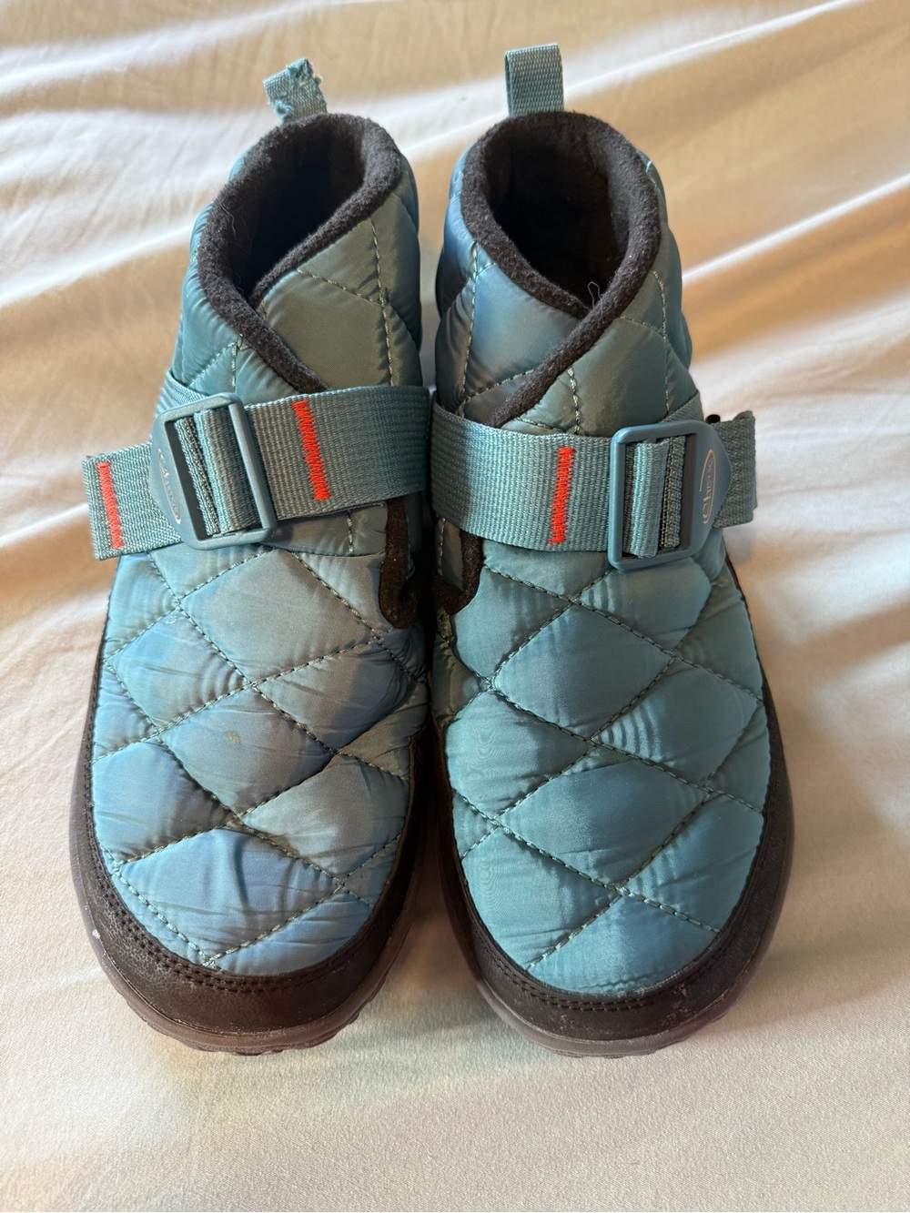 Chaco women’s Quilted Ankle Boots in Teal with Black Trim